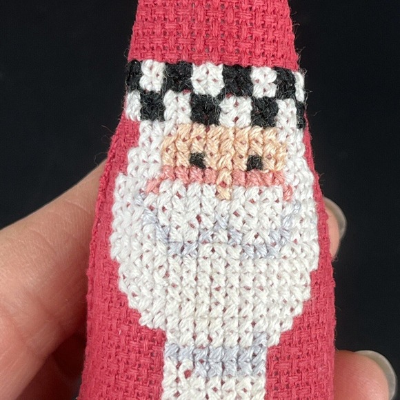 VINTAGE Cross Stitched Stuffed Plush Santa Claus Dolls Set 3 Christmas Decor - Picture 6 of 16
